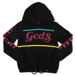 GCDS Kids Glitter Logo Printed Hoodie