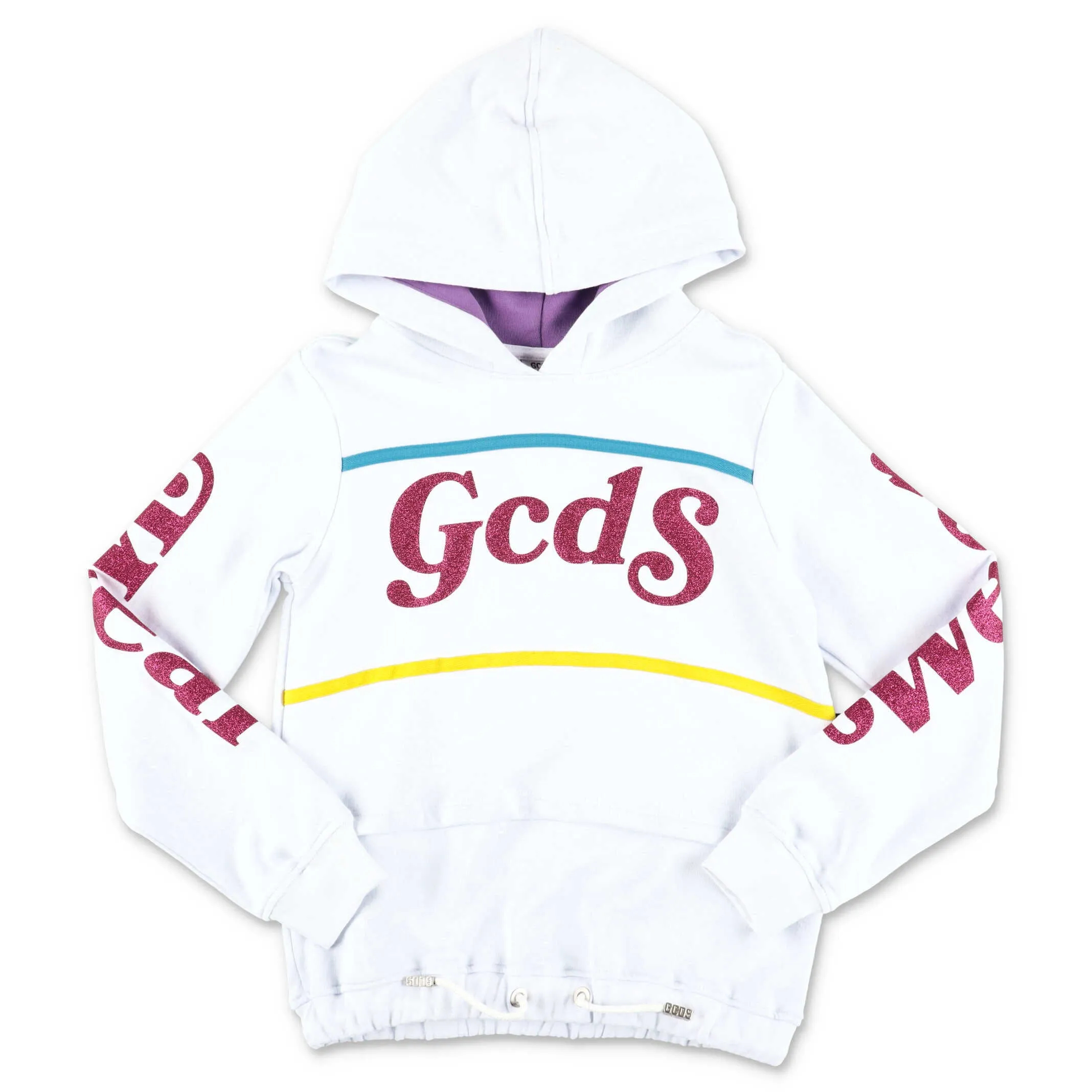 GCDS Kids Glitter Logo Printed Hoodie