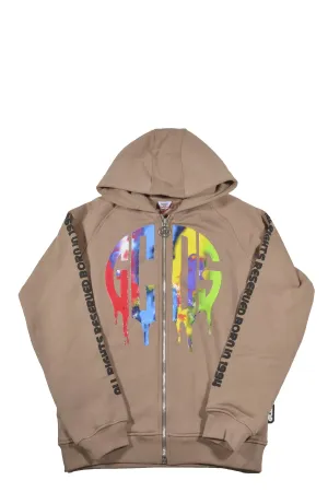 GCDS Kids Logo Printed Zip-Up Hoodie
