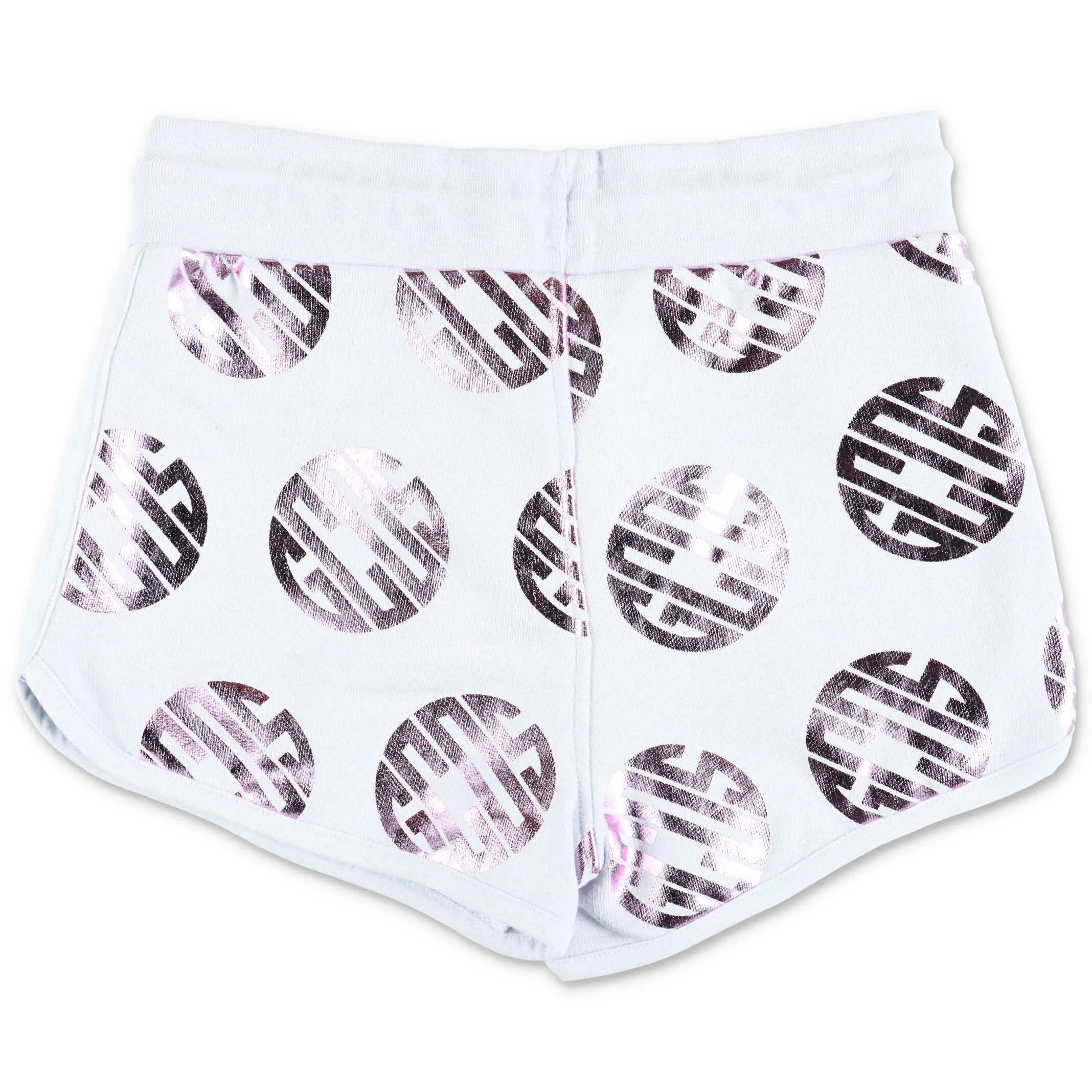 GCDS Kids Metallic Logo Printed Drawstring Shorts