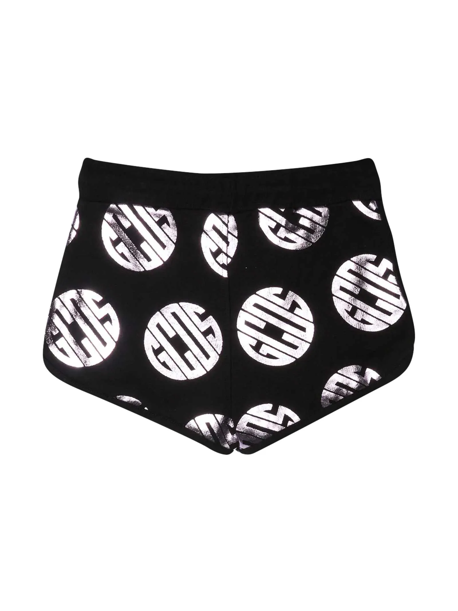 GCDS Kids Metallic Logo Printed Drawstring Shorts