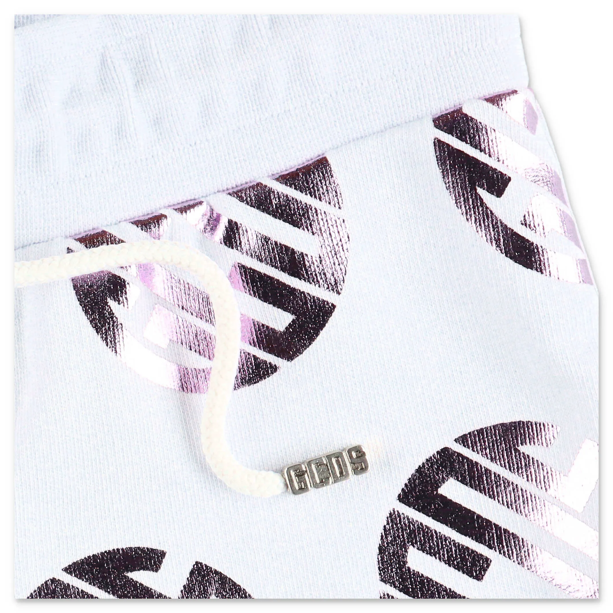 GCDS Kids Metallic Logo Printed Drawstring Shorts
