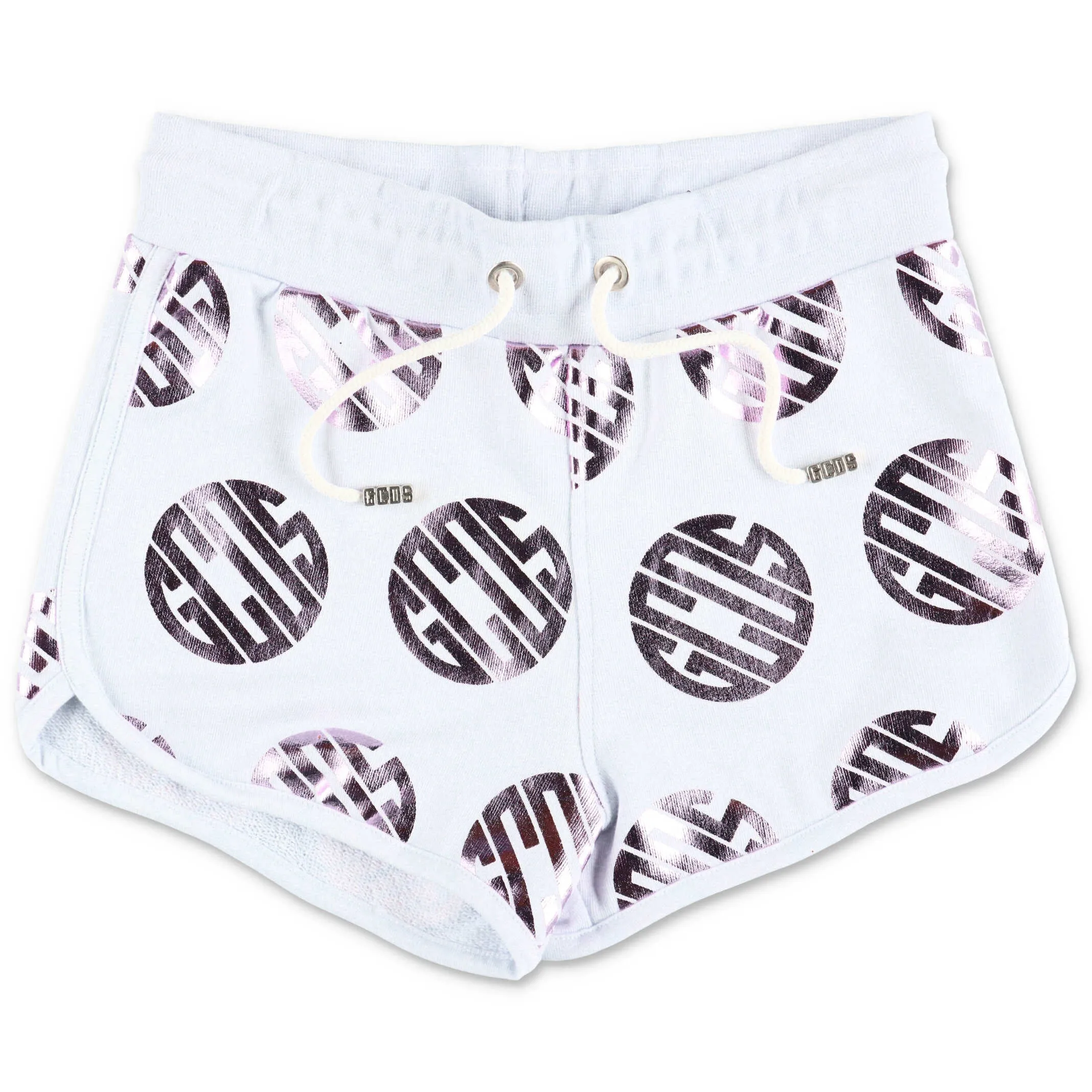 GCDS Kids Metallic Logo Printed Drawstring Shorts