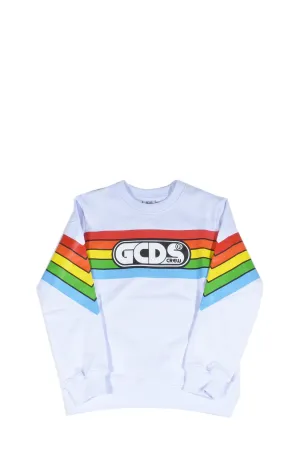 GCDS Kids Rainbow Stripe Logo Printed Sweatshirt