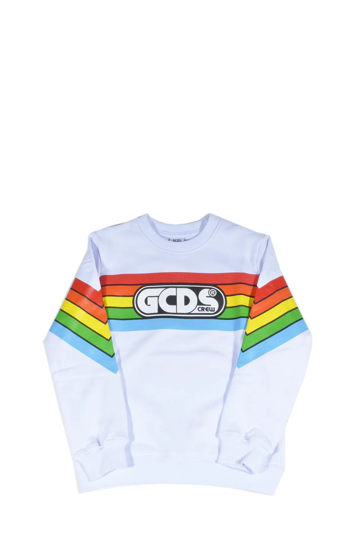 GCDS Kids Rainbow Stripe Logo Printed Sweatshirt