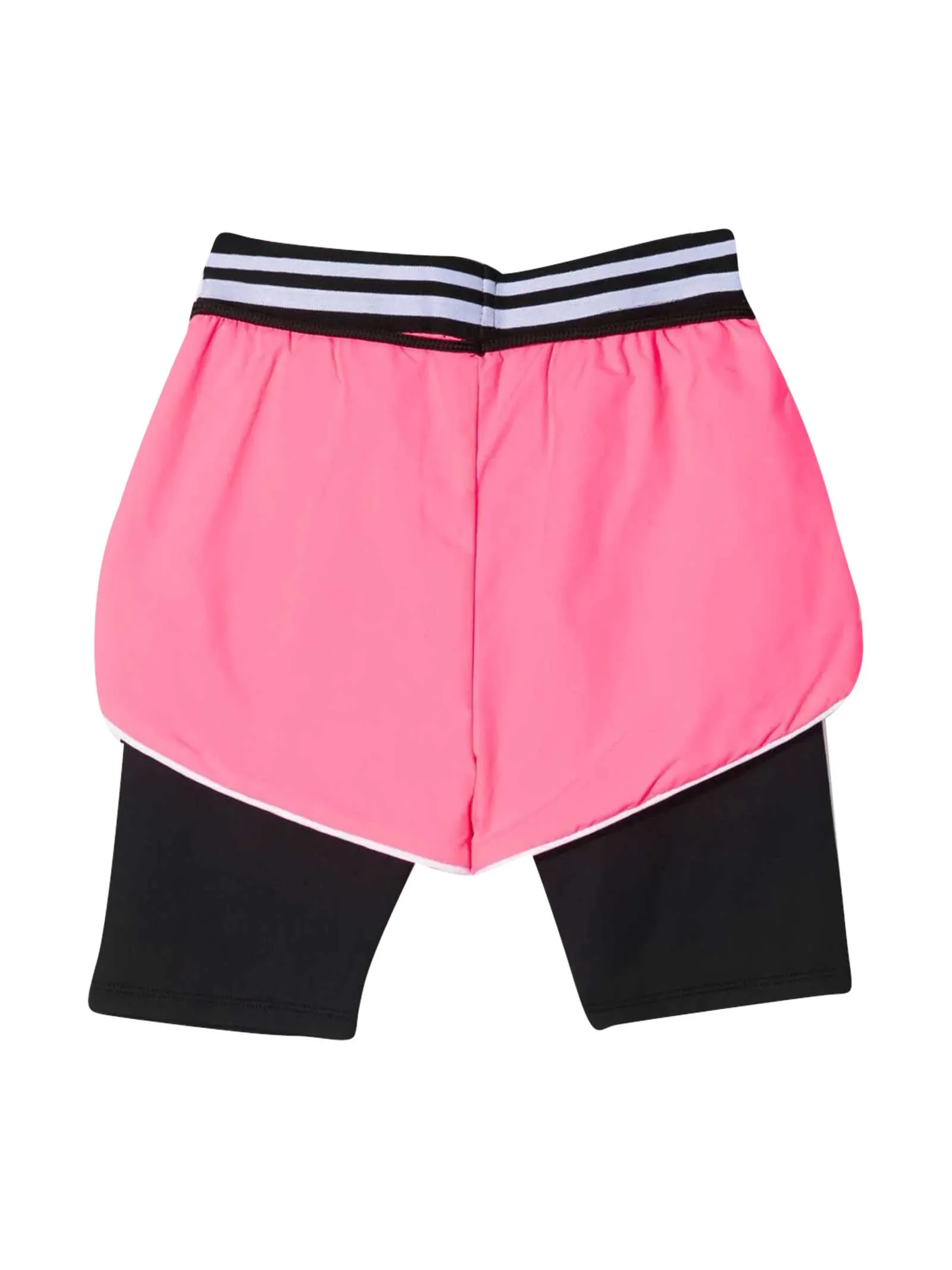 GCDS Kids Striped Logo Waistband Layered Shorts
