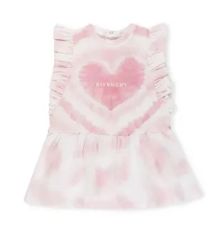 Givenchy Kids Logo Embroidered Heart Printed Pleated Dress