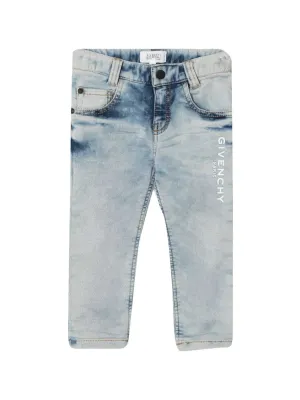Givenchy Kids Logo Print Stonewashed Jeans