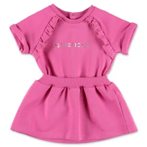 Givenchy Kids Logo Printed Ruffled Crewneck Dress