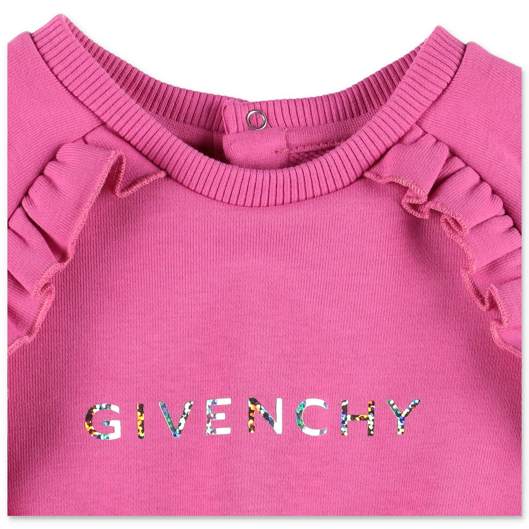 Givenchy Kids Logo Printed Ruffled Crewneck Dress
