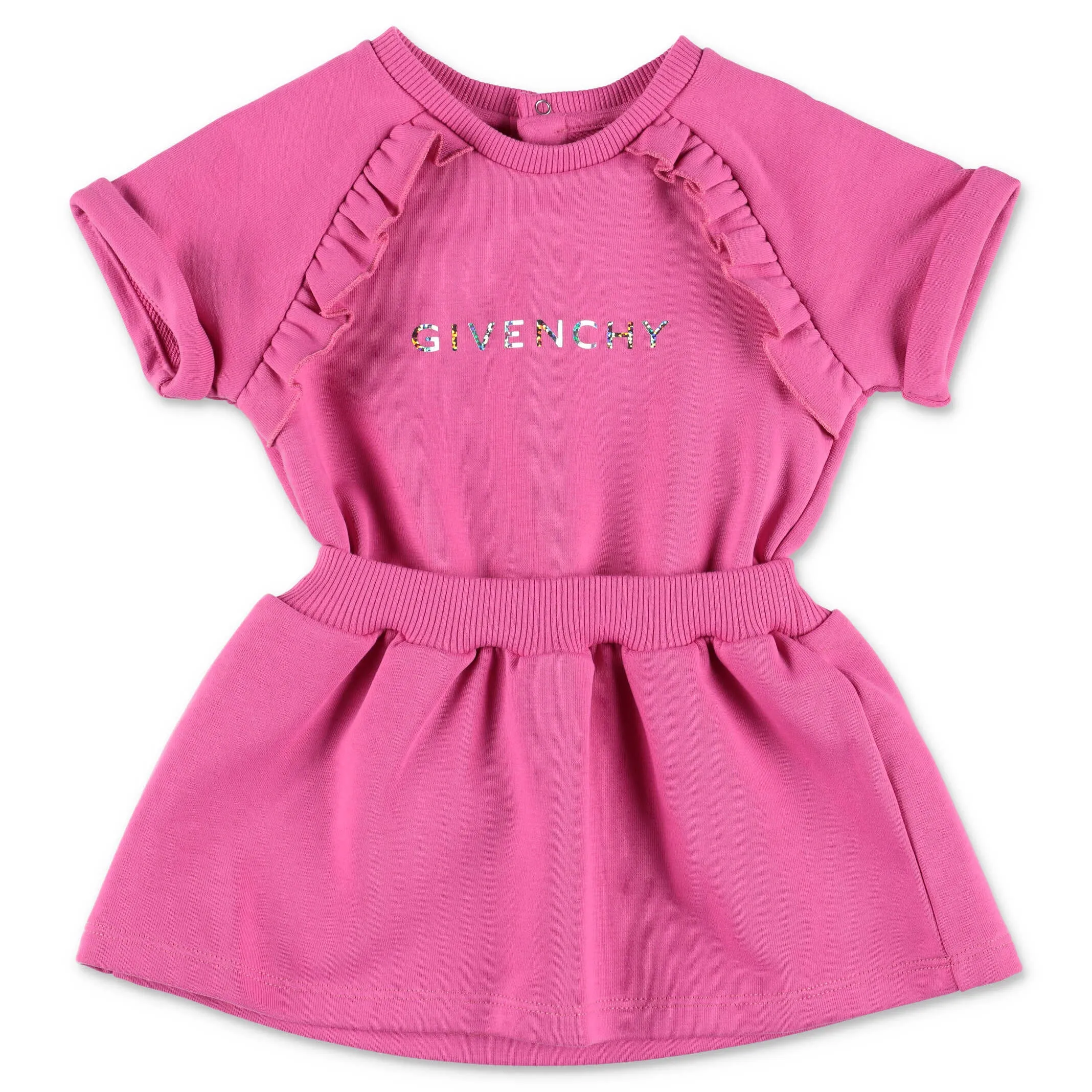 Givenchy Kids Logo Printed Ruffled Crewneck Dress