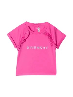 Givenchy Kids Logo Printed Ruffled Crewneck T-Shirt