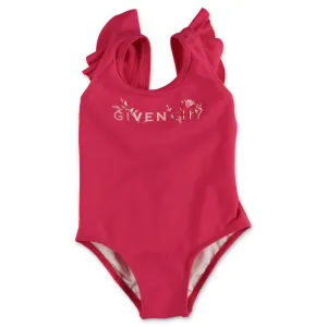 Givenchy Kids Logo Printed Ruffled Swimsuit