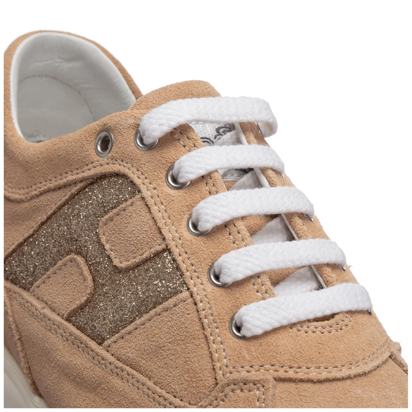 Hogan Kids Glitter Logo Lace-Up Sneakers