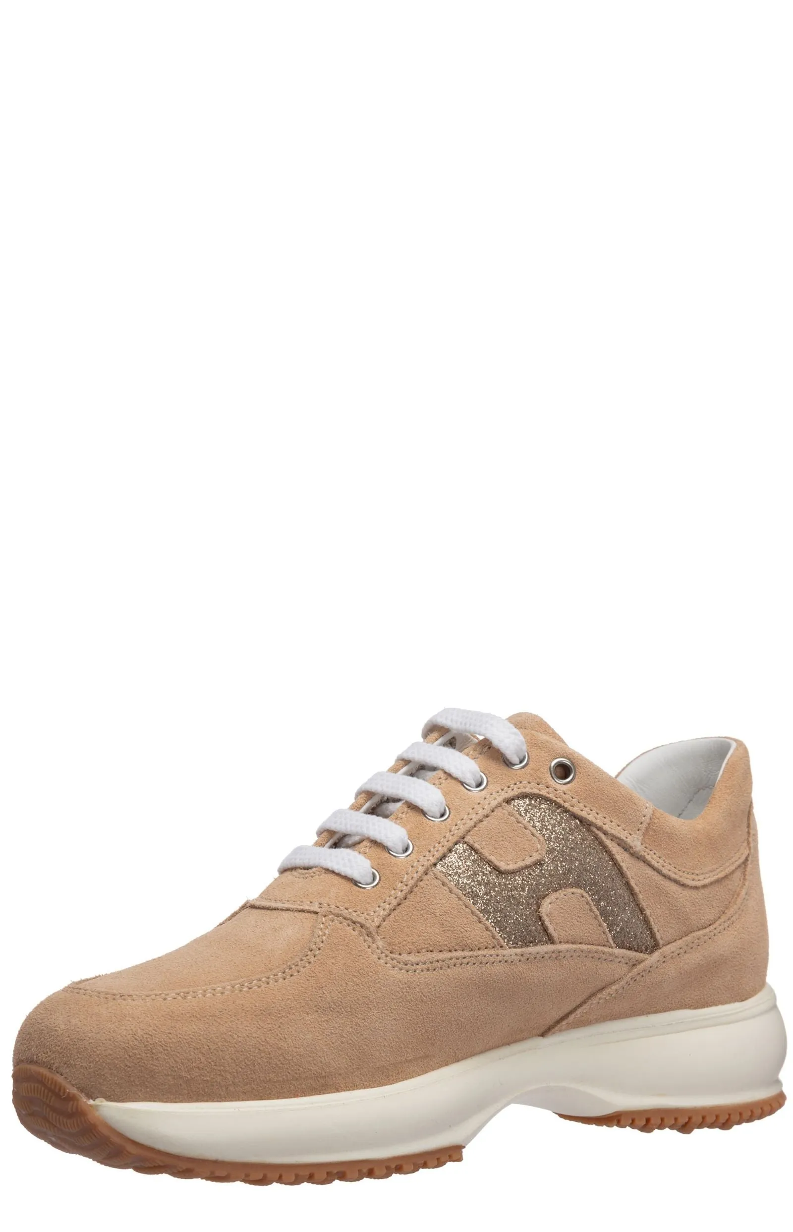 Hogan Kids Glitter Logo Lace-Up Sneakers