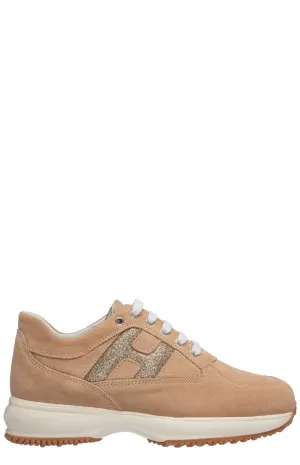 Hogan Kids Glitter Logo Lace-Up Sneakers