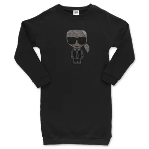 Karl Lagerfeld Kids K/Ikonik Rhinestone Detail Sweatshirt Dress
