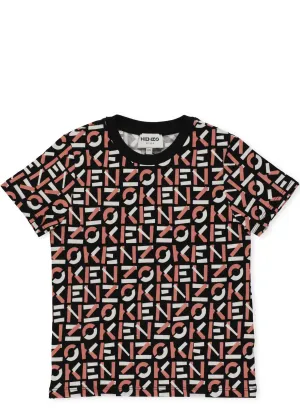 Kenzo Kids Allover Logo Crewneck T-Shirt