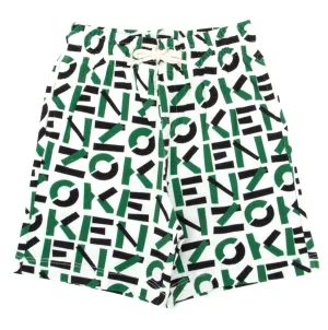 Kenzo Kids Allover Logo Printed Drawstring Shorts