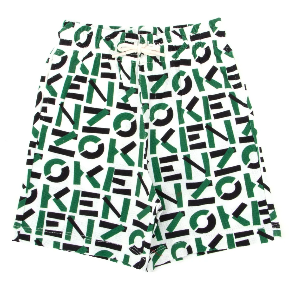 Kenzo Kids Allover Logo Printed Drawstring Shorts