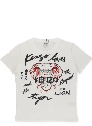 Kenzo Kids Elephant Logo Printed T-Shirt
