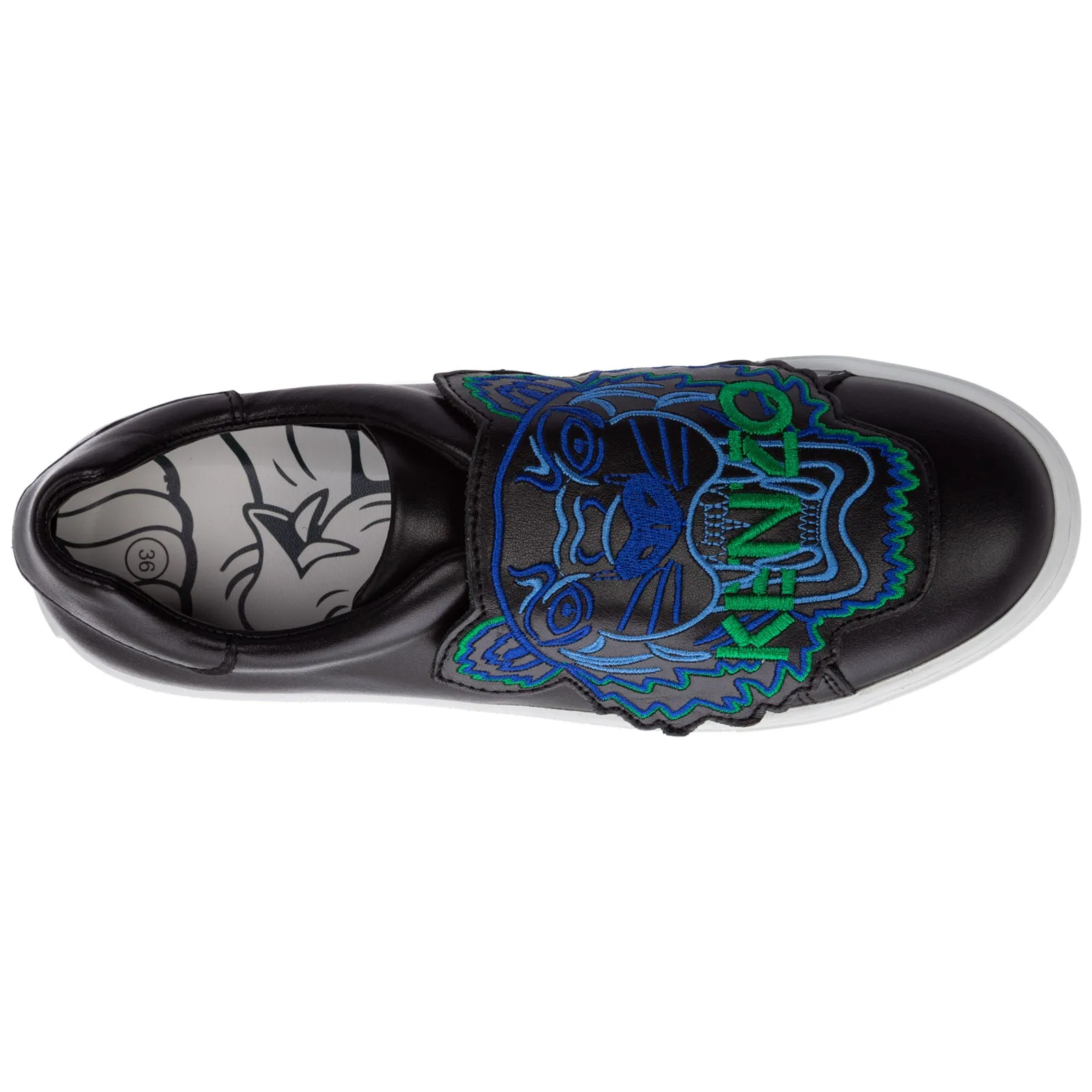 Kenzo Kids Tiger Patch Slip-On Sneakers