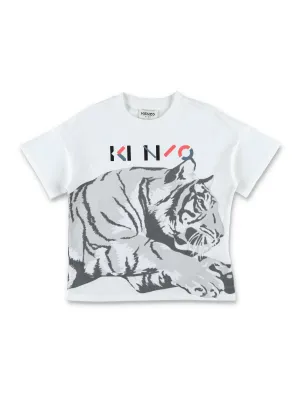 Kenzo Kids Tiger Printed Crewneck T-Shirt