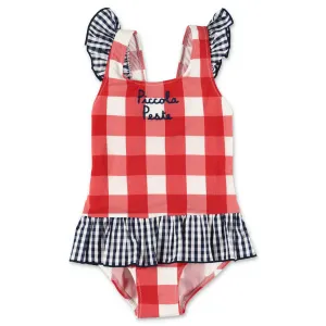 Mc2 Saint Barth Kids Beatrix Gingham Ruffle Swimsuit