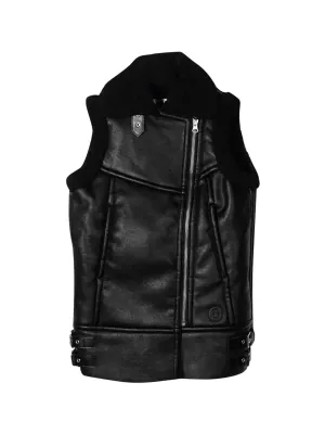 MM6 Maison Margiela Kids Shearling Trim Gilet