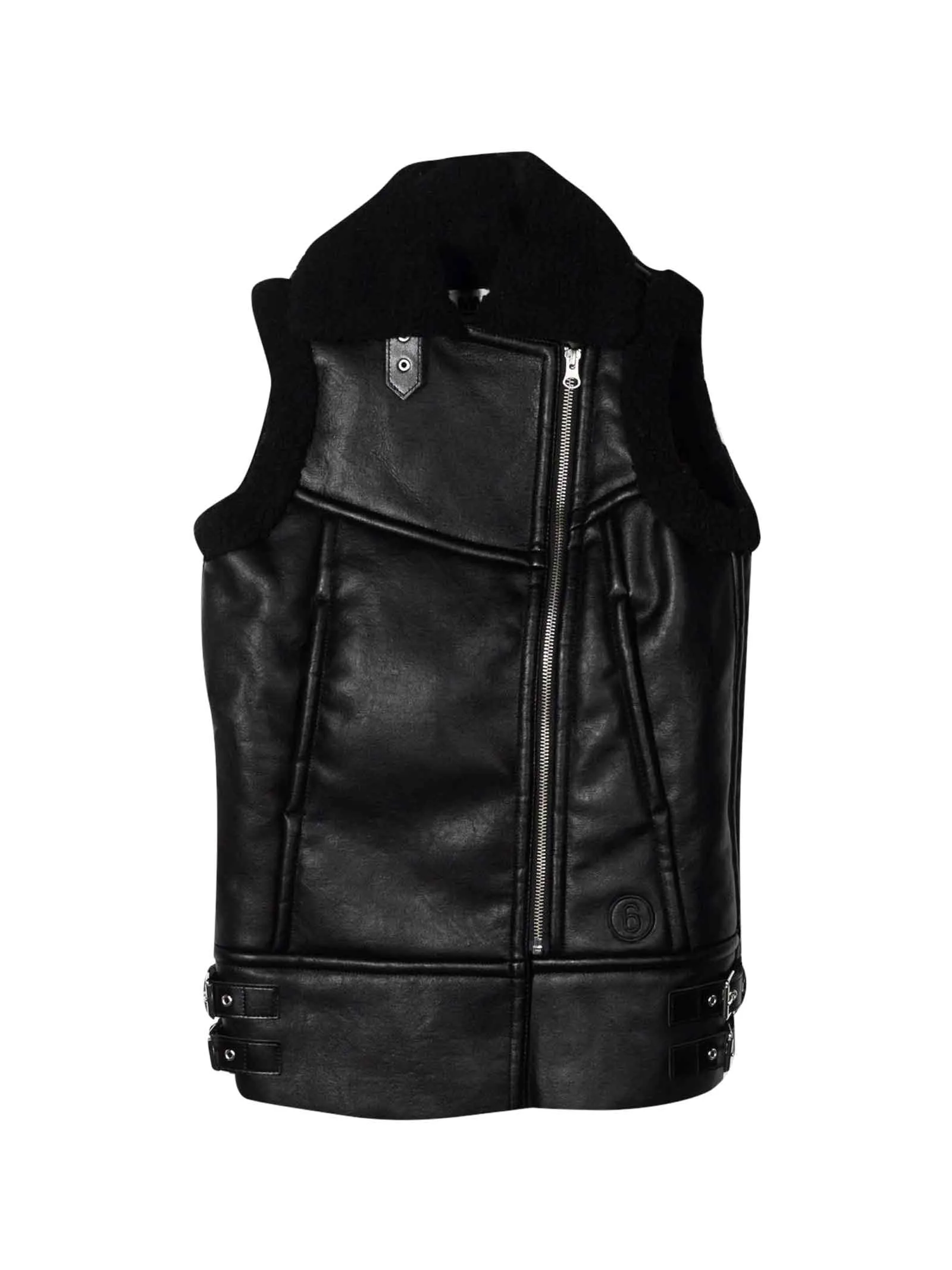 MM6 Maison Margiela Kids Shearling Trim Gilet