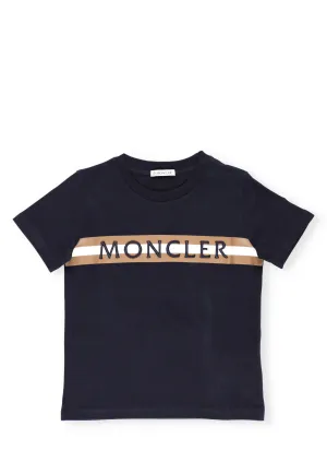 Moncler Enfant Logo Embroidered Stripe T-Shirt