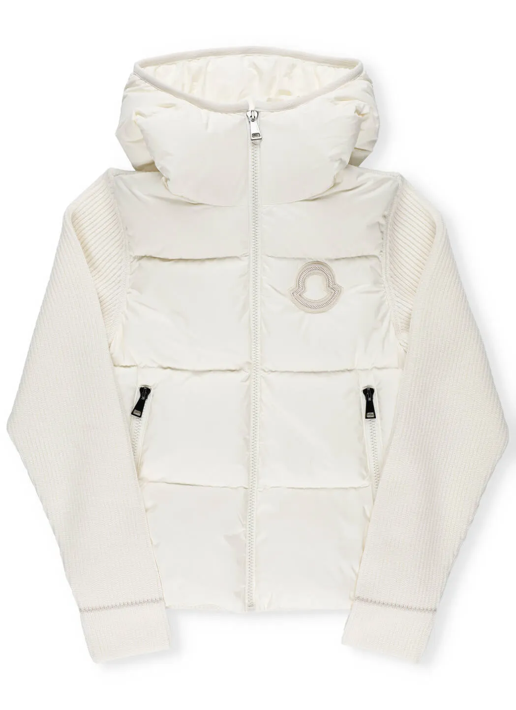 Moncler Enfant Quilted Panel Hooded Knit Jacket
