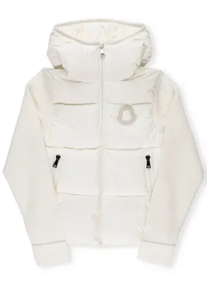 Moncler Enfant Quilted Panel Hooded Knit Jacket