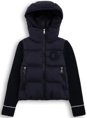 Moncler Enfant Quilted Panel Hooded Knit Jacket