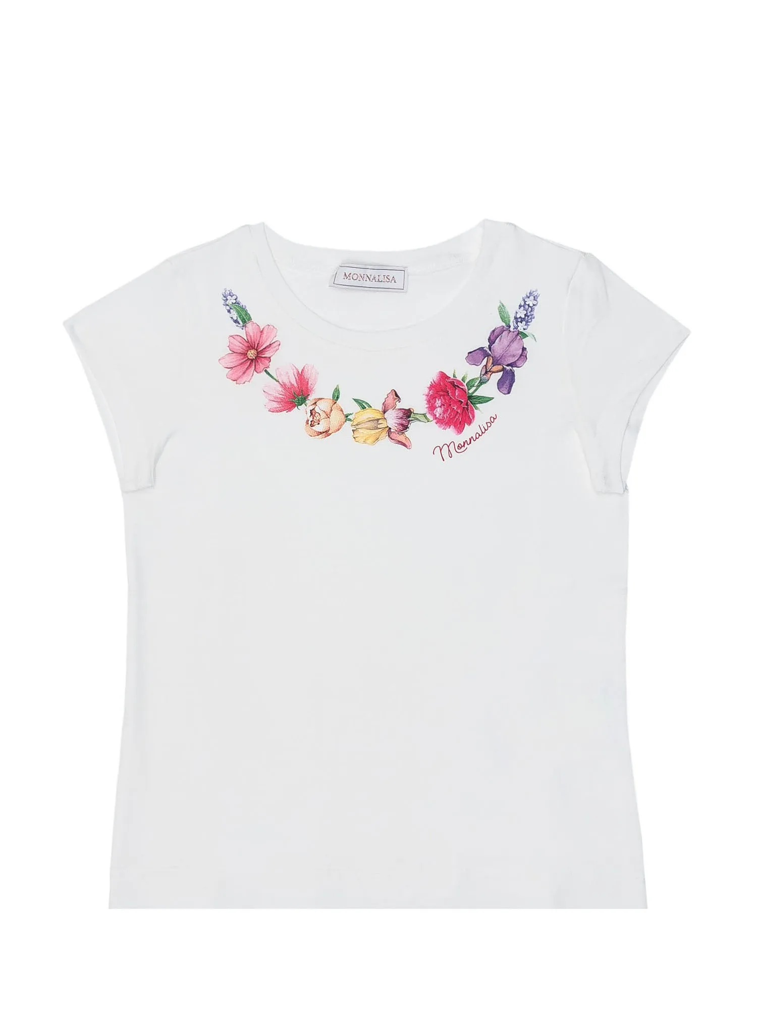 Monnalisa Floral Embellished Crewneck T-Shirt