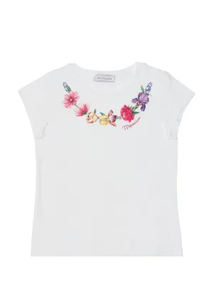 Monnalisa Floral Embellished Crewneck T-Shirt