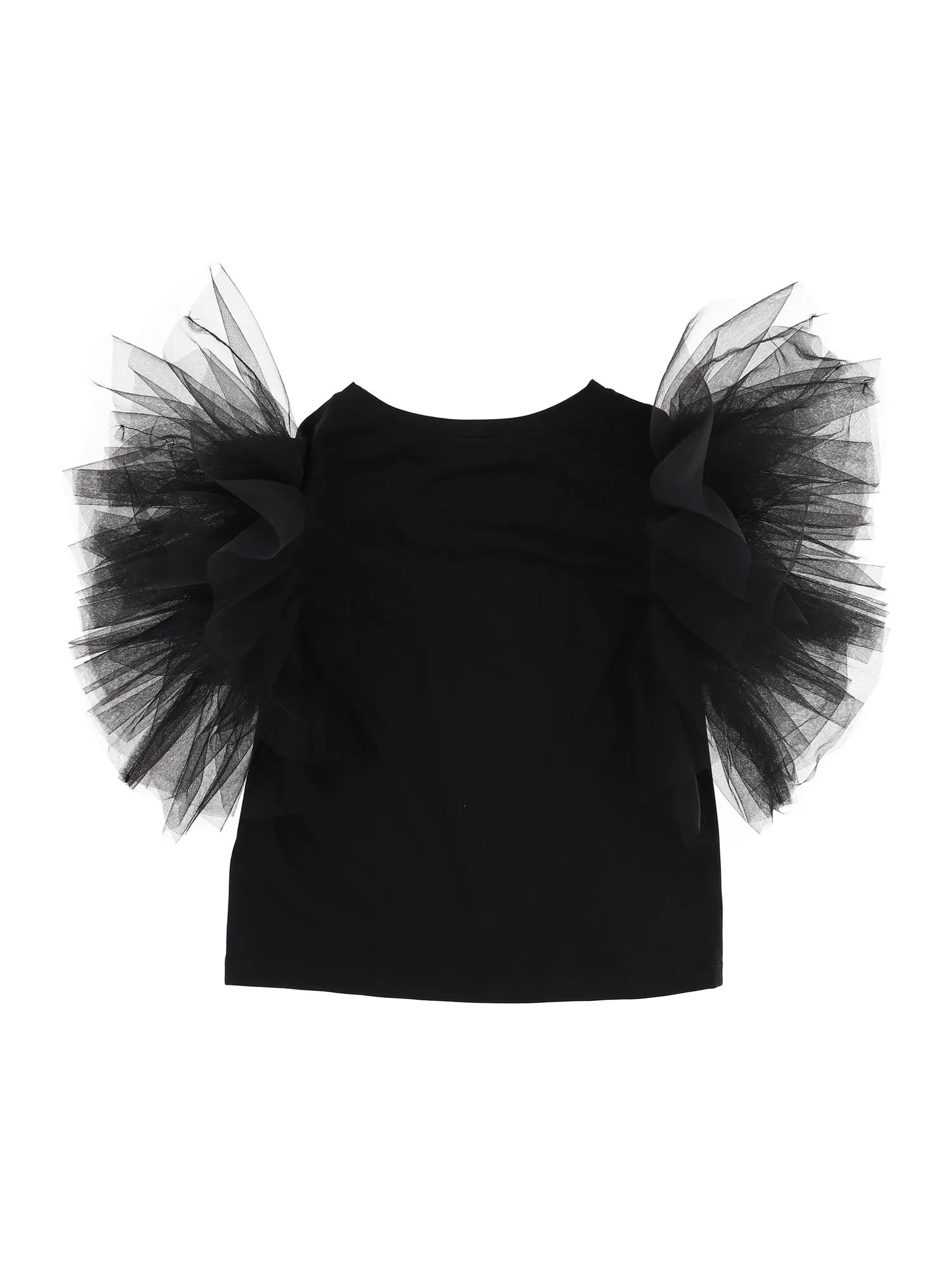 Monnalisa Ruffled Tulle Sleeve T-Shirt