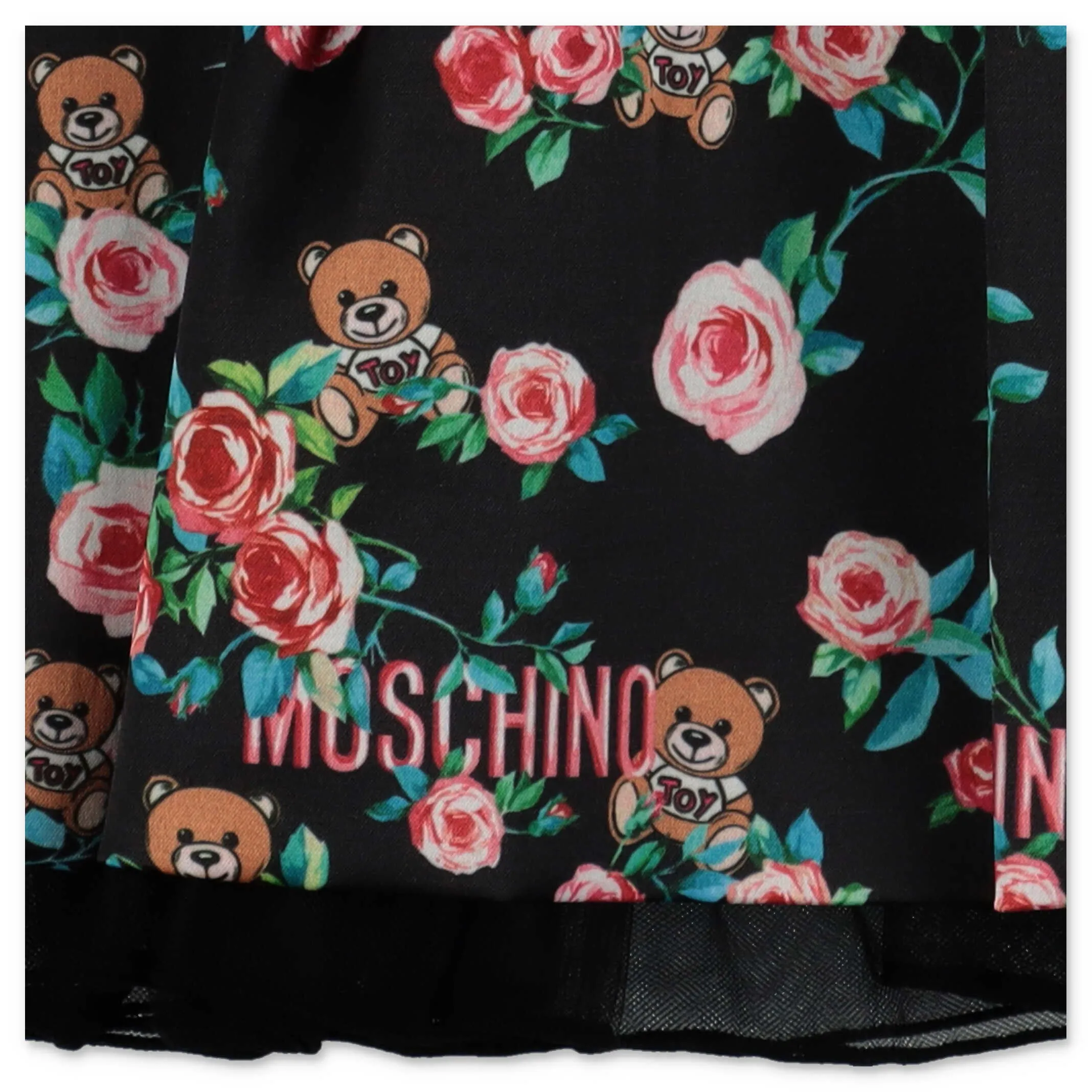 Moschino Kids Allover Roses Teddy Bear Dress