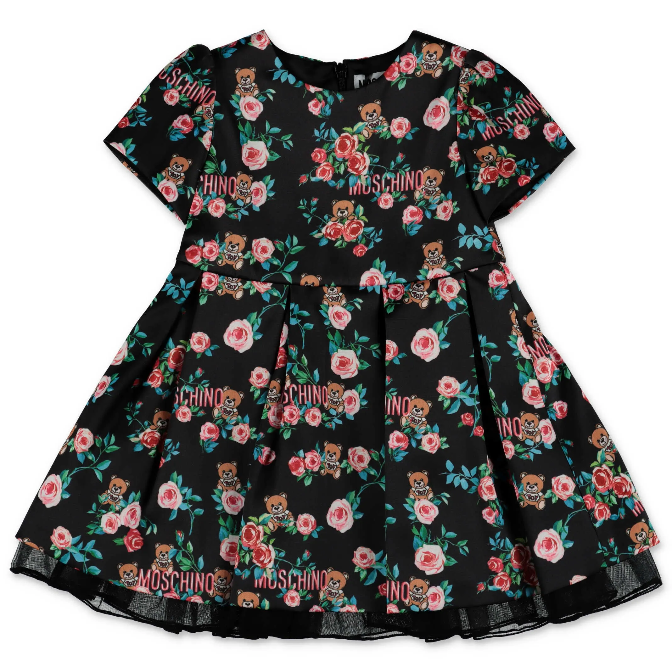 Moschino Kids Allover Roses Teddy Bear Dress