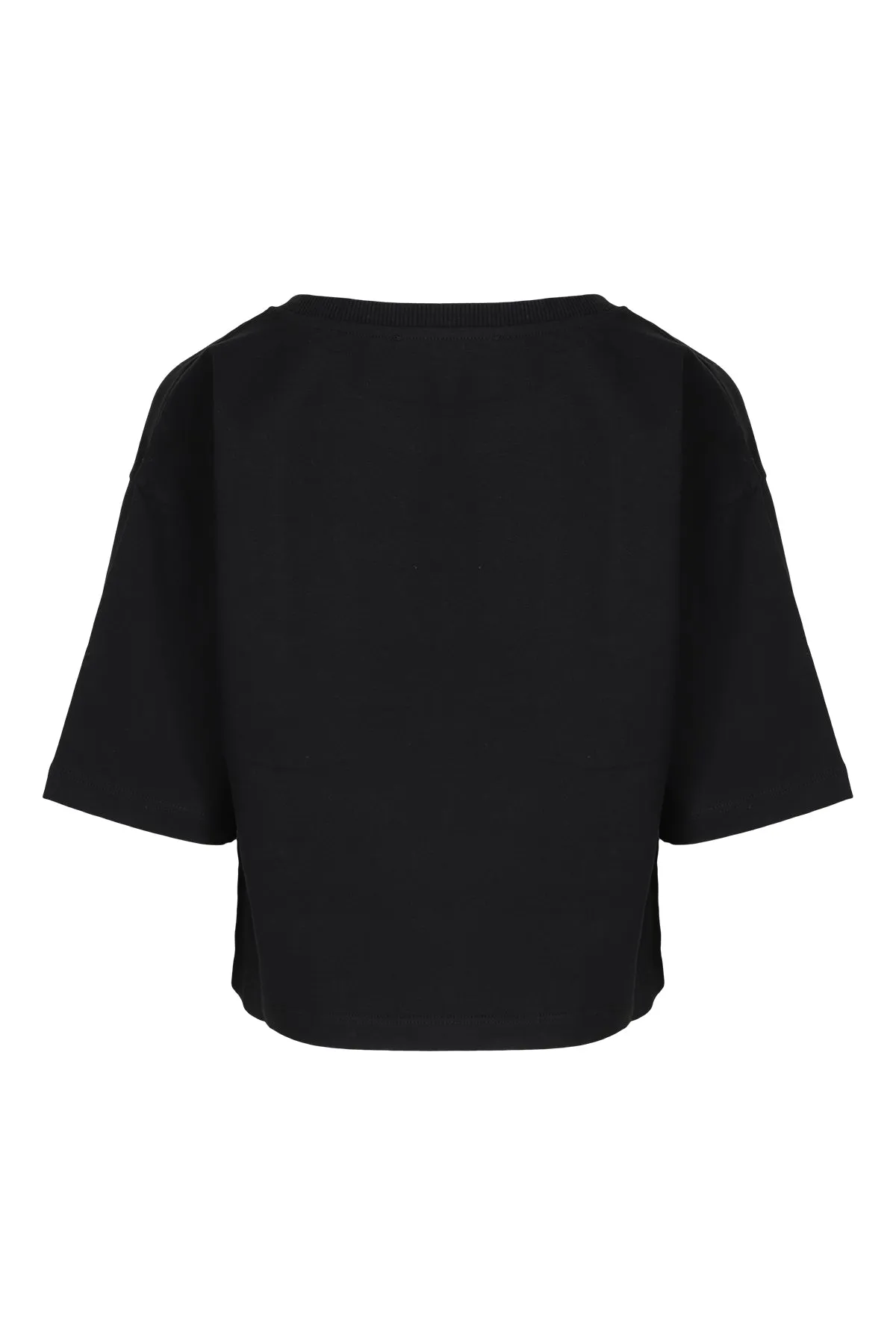 Moschino Kids Logo Printed Crewneck Cropped T-Shirt