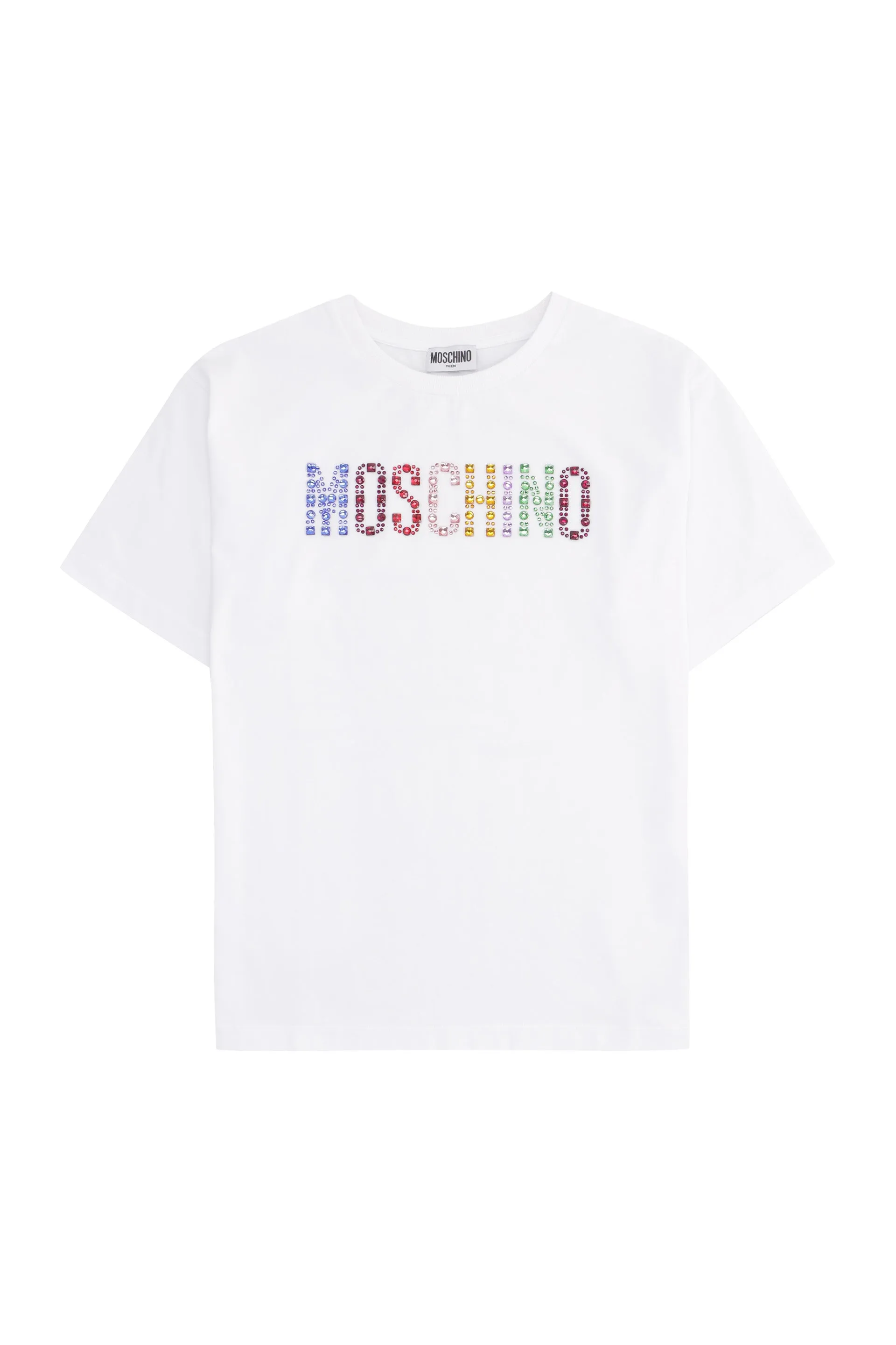 Moschino Kids Rhinestone Logo Embellished T-Shirt