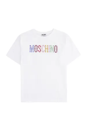 Moschino Kids Rhinestone Logo Embellished T-Shirt
