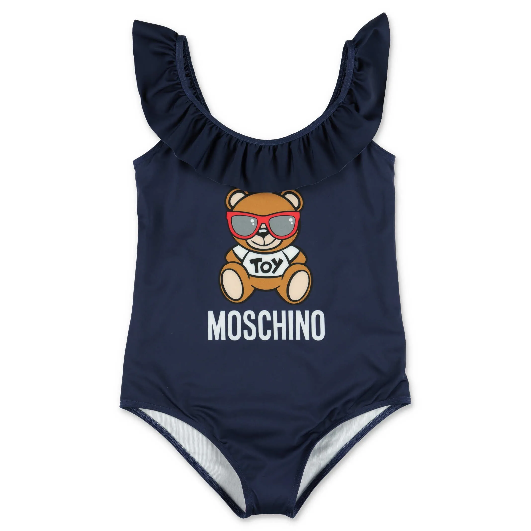 Moschino Kids Teddy Bear Logo Printed Ruffled Swimsuit