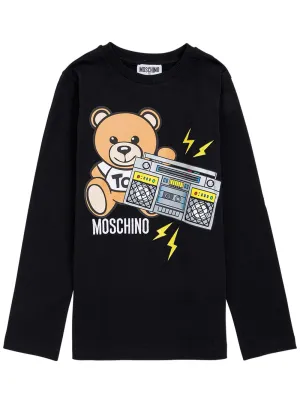 Moschino Kids Teddy Bear Printed Long Sleeve T-Shirt