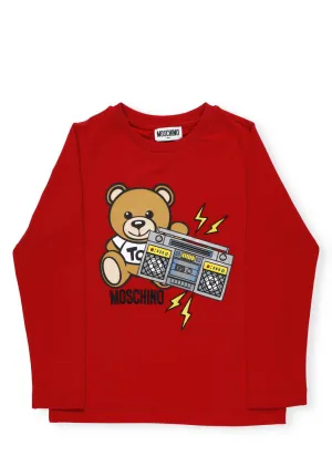 Moschino Kids Teddy Bear Printed Long Sleeve T-Shirt
