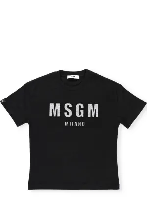 MSGM Kids Glitter Logo T-Shirt