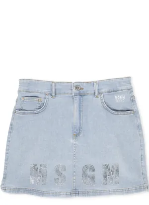 MSGM Kids Logo Embellished Skirt