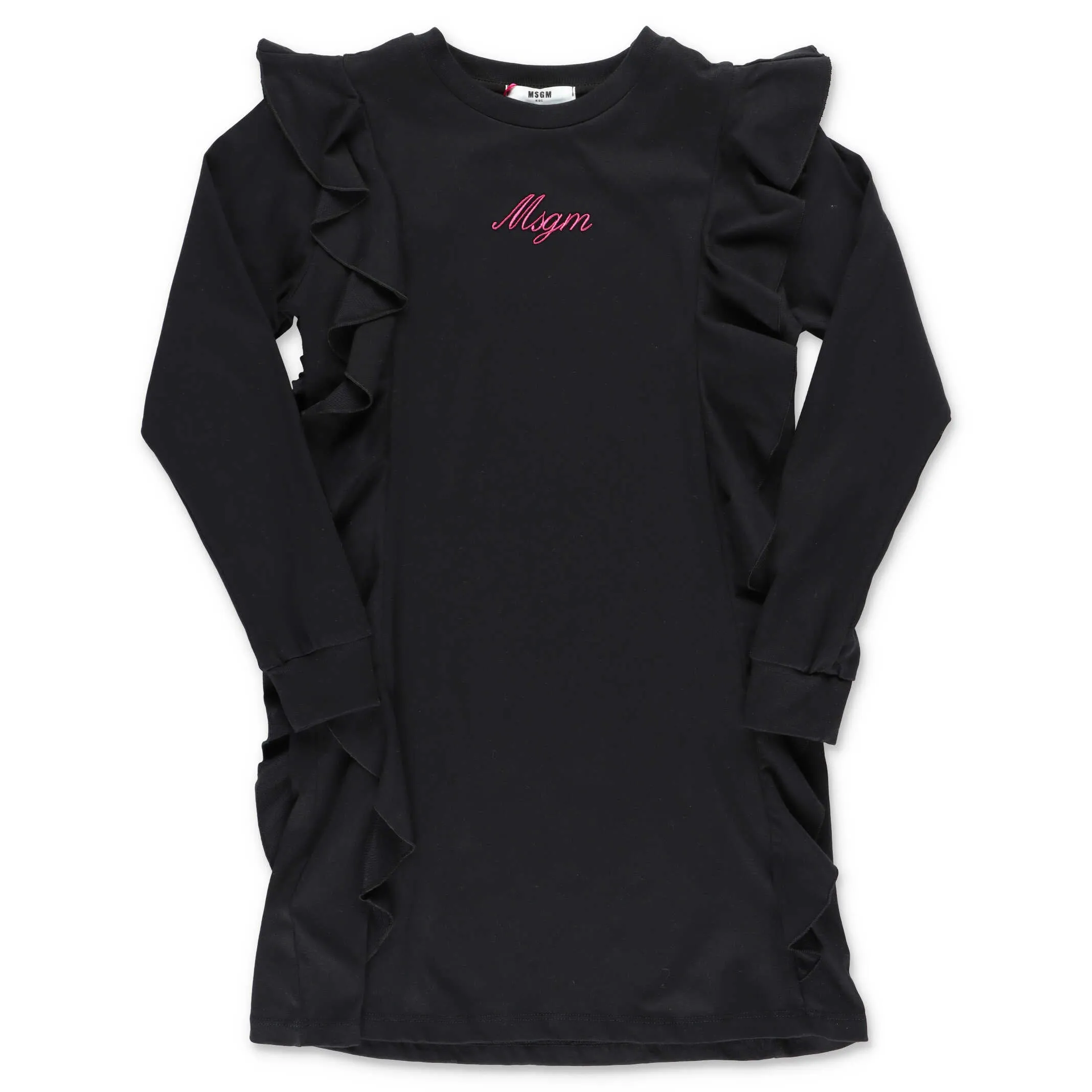 MSGM Kids Logo Embroidered Ruffled Dress
