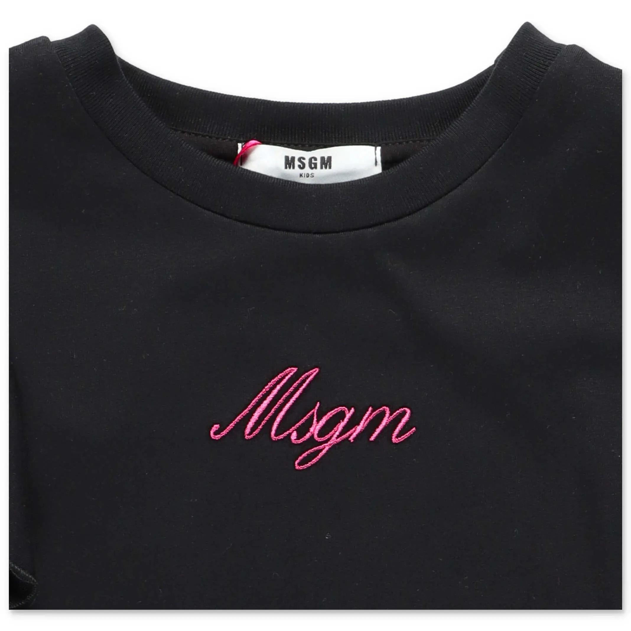 MSGM Kids Logo Embroidered Ruffled Dress