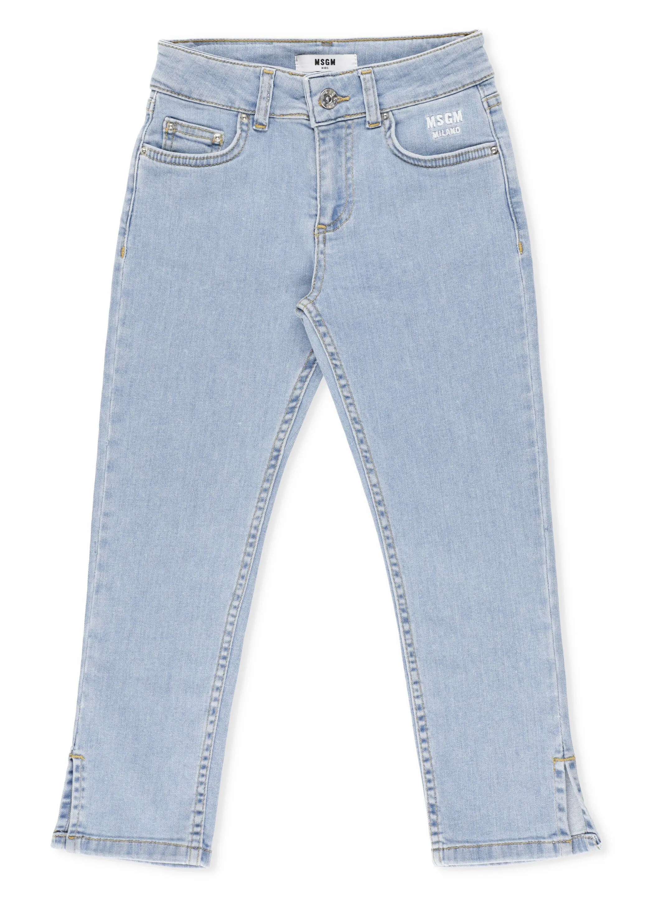 MSGM Kids Logo Glittered Straight Leg Jeans